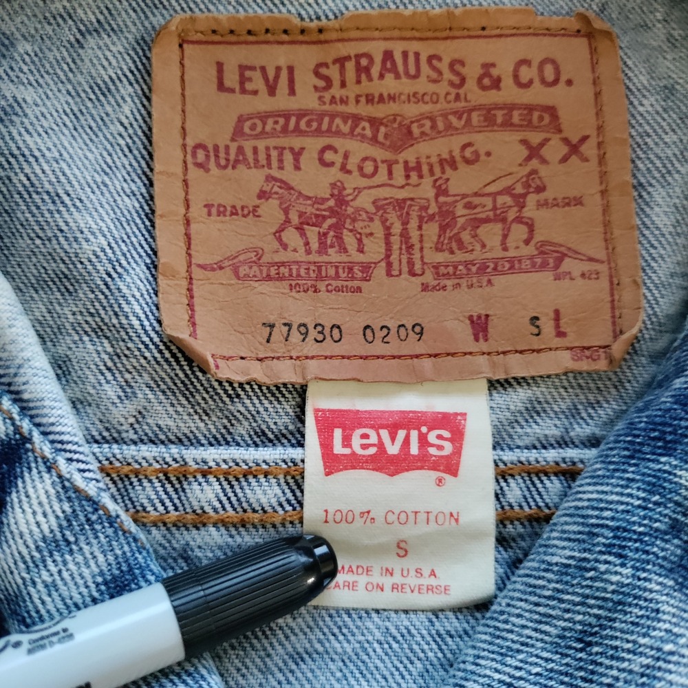 Vintage Levis 77930 0209 Acid Wash Denim Trucker Jacket Made in USA Mens Small - Picture 3 of 10